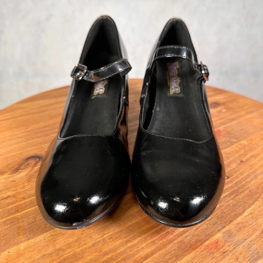 Funtasma Mary Jane Heels Women Size 8 Black Good Patent Block Heel Pump